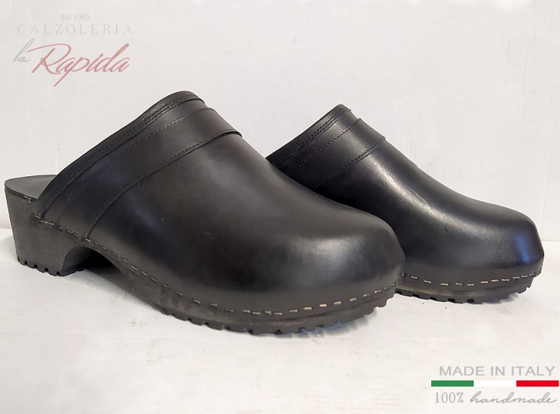 Mules Clog Zoccoli Sabot Artigianali in Legno Olandesi In Pelle 