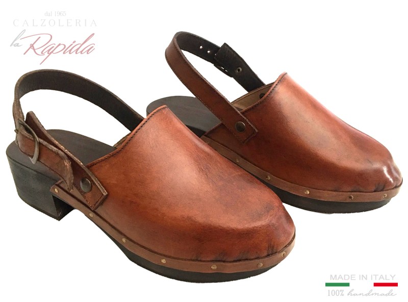 Clogs Man Zoccoli da Uomo in Legno Svezia in Pelle di Qualità