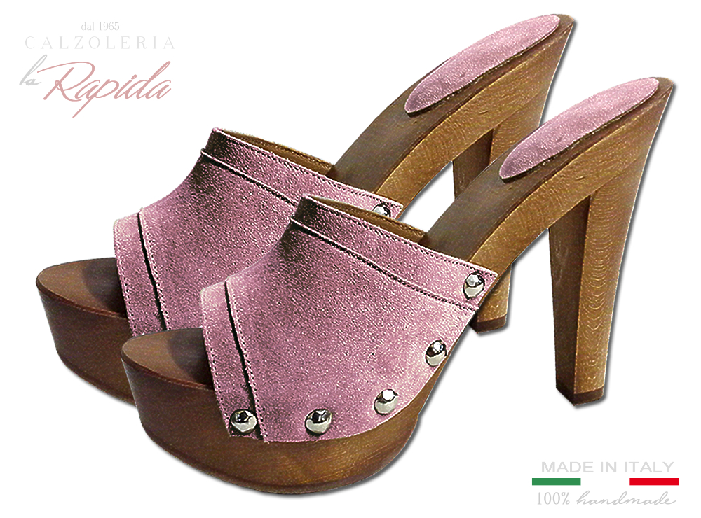Zoccoli Rosa Antico Lilla Chiaro Pelle camoscio Estate Scarpe Rosa