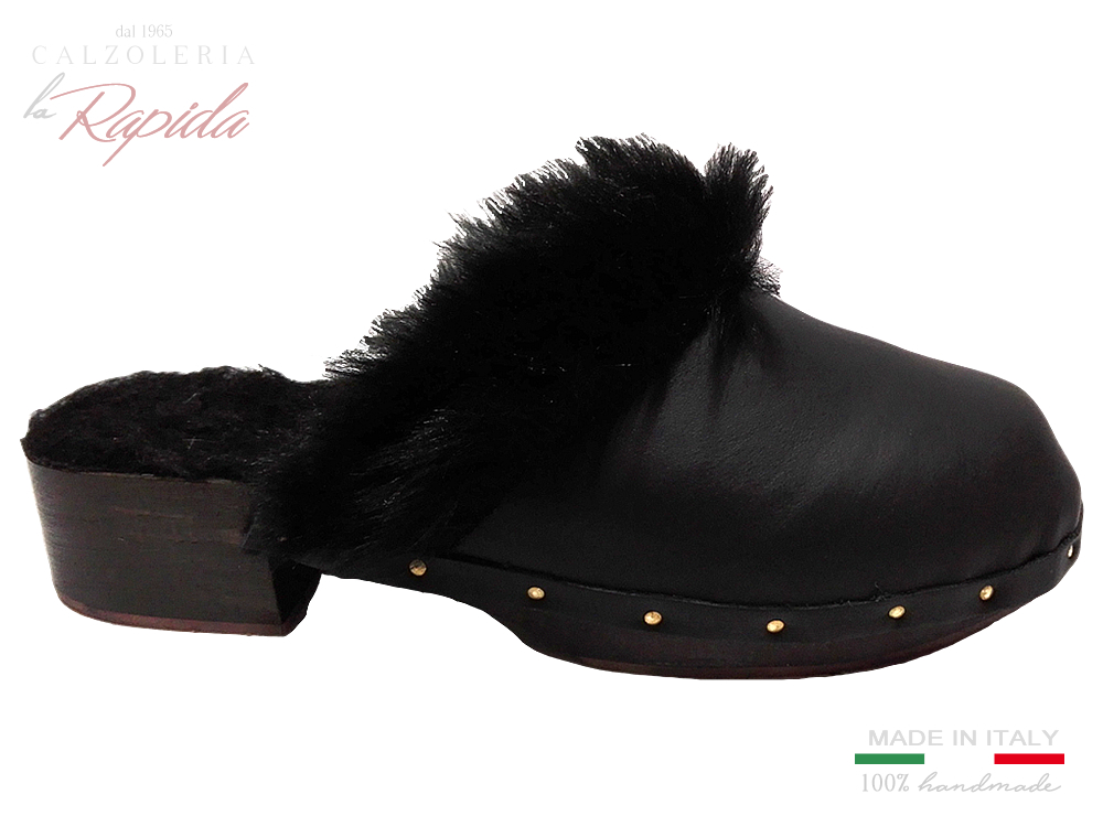► Sabot invernali donna | Sandali con tacco e pelliccia | LA RAPIDA
