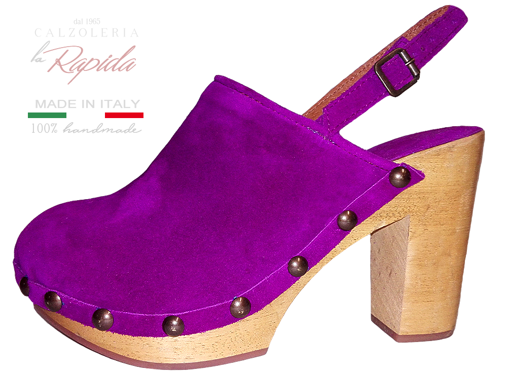 Sandali con Tacco Donna Pelle Camoscio Viola 2024