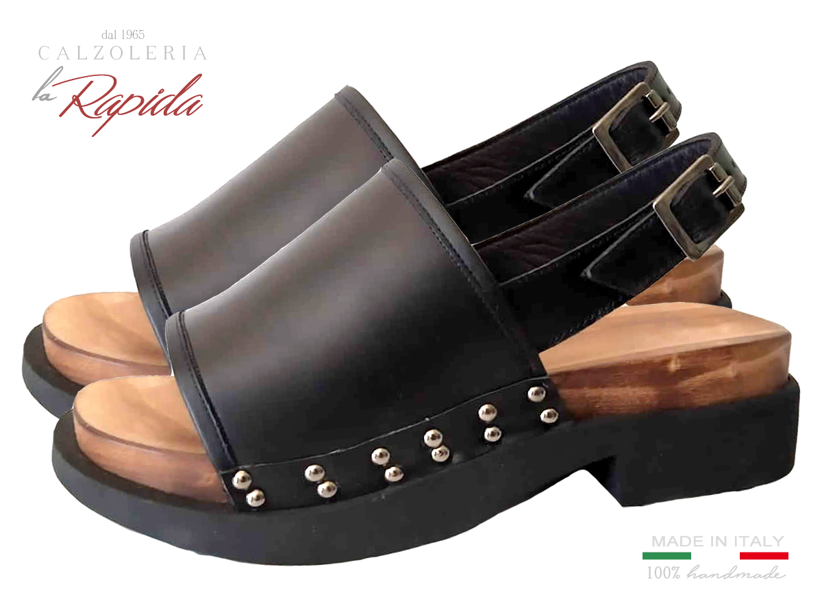 Zoccoli Svedesi Aperti Legno Leather Mules Clogs Swedish