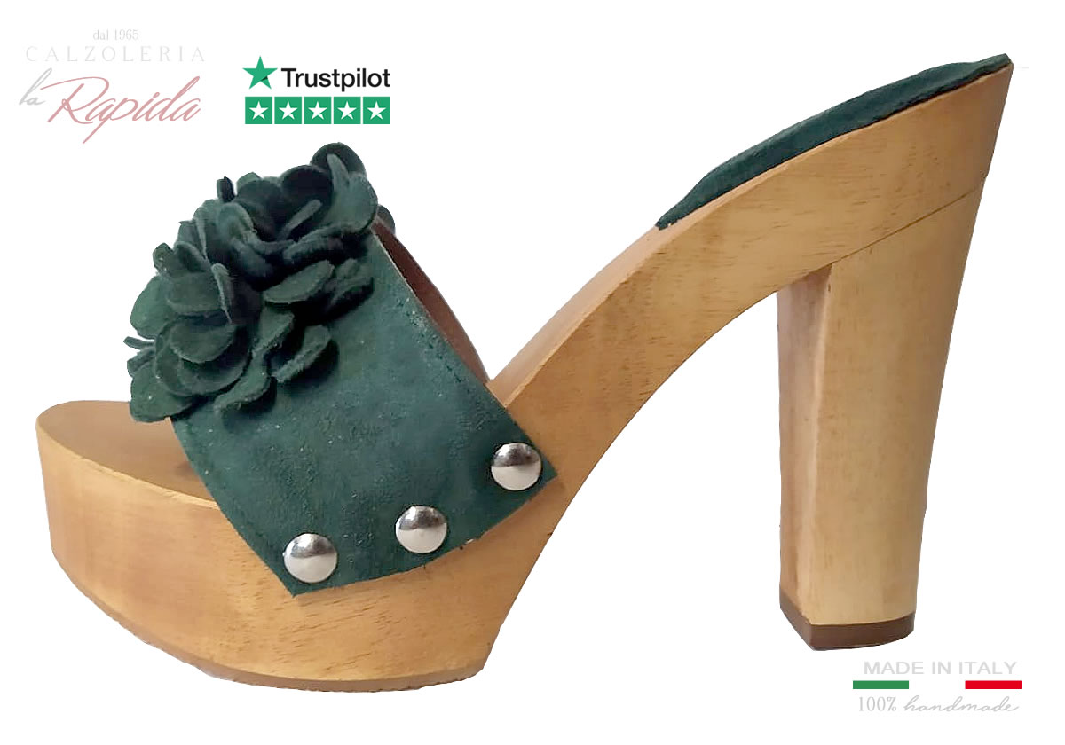 Zoccoli Legno Moda 2024 Estate Verdi Eleganti Glamour