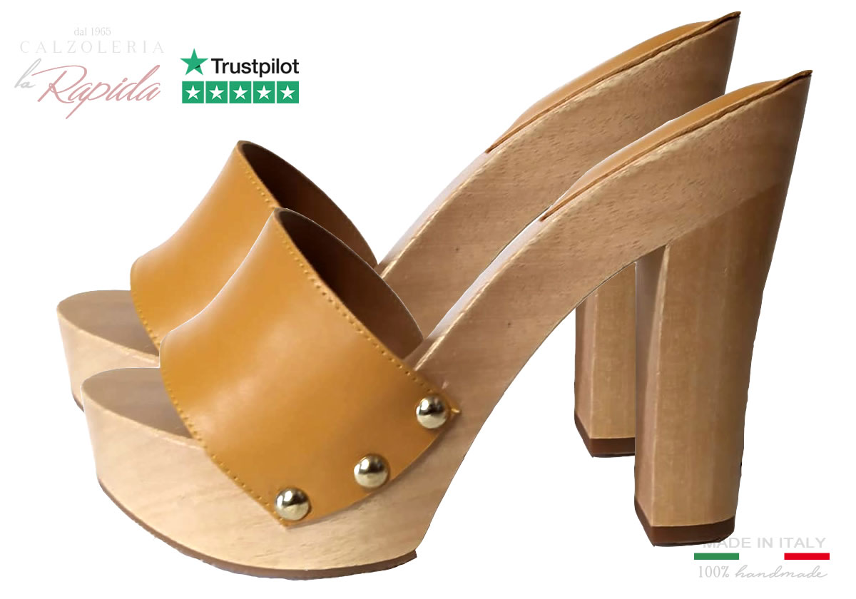 Zoccoli Legno Tendenza 2024 Giallo Ocra Eleganti | La Rapida