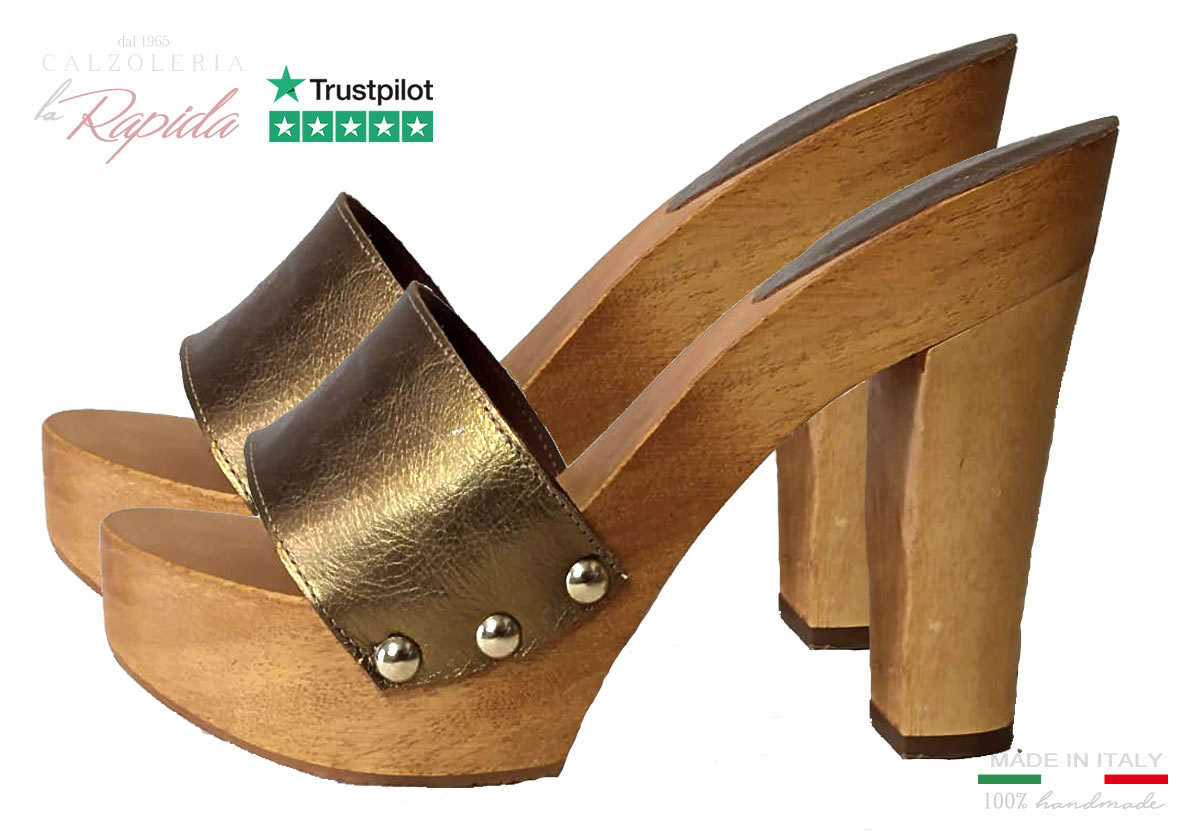 Zoccoli Bronzo in Legno Eleganti Glamour | La Rapida