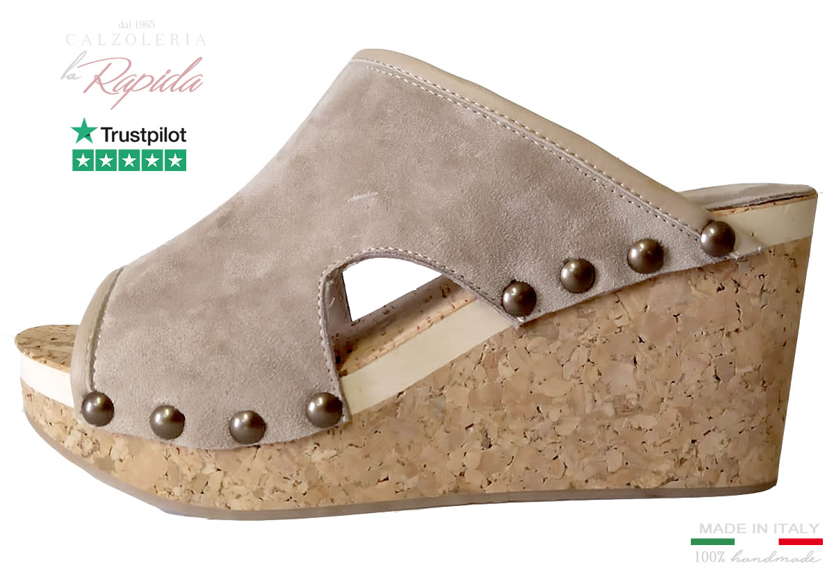 Zeppe Donna Sughero Camoscio Beige