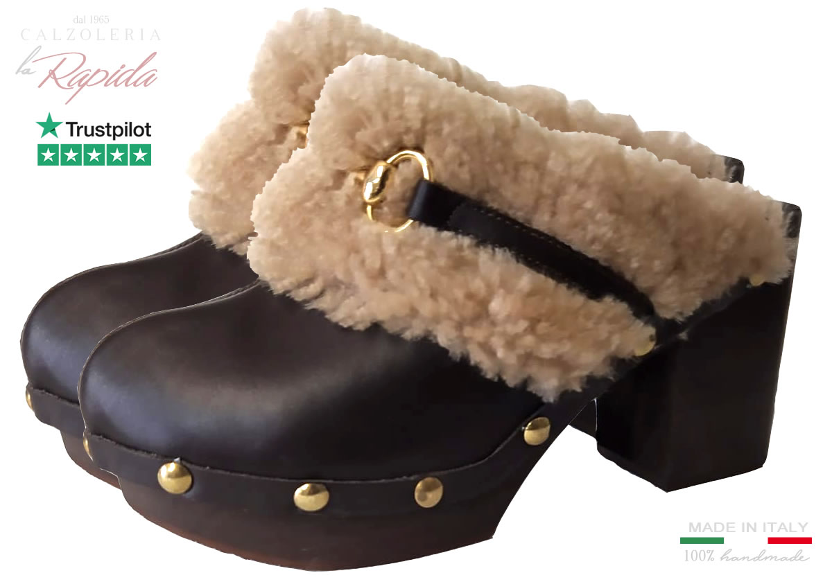Sabot Donna Pelliccia Beige Tortora Autunno Inverno 2024 | La Rapida