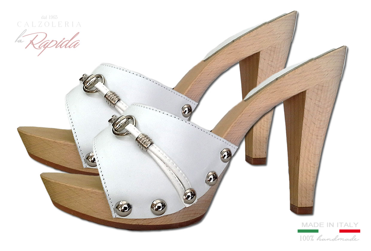 Zoccoli Donna Eleganti Bianchi Gioiello Tacco Fine Sensuali