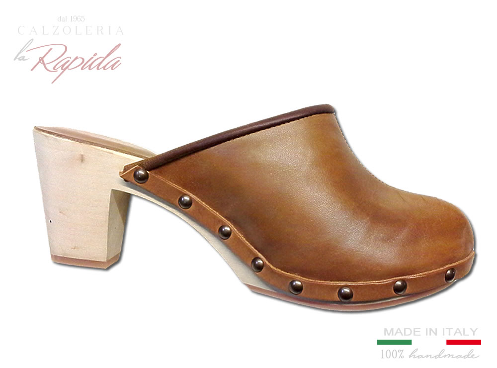 Sabot donna in cuoio tacco medio | La Rapida Betti1965