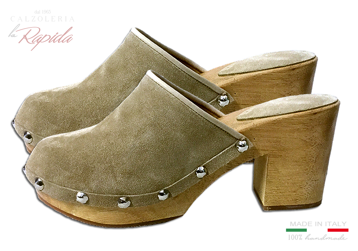 Zoccoli Svedesi Clogs Donna Camoscio Beige | La Rapida
