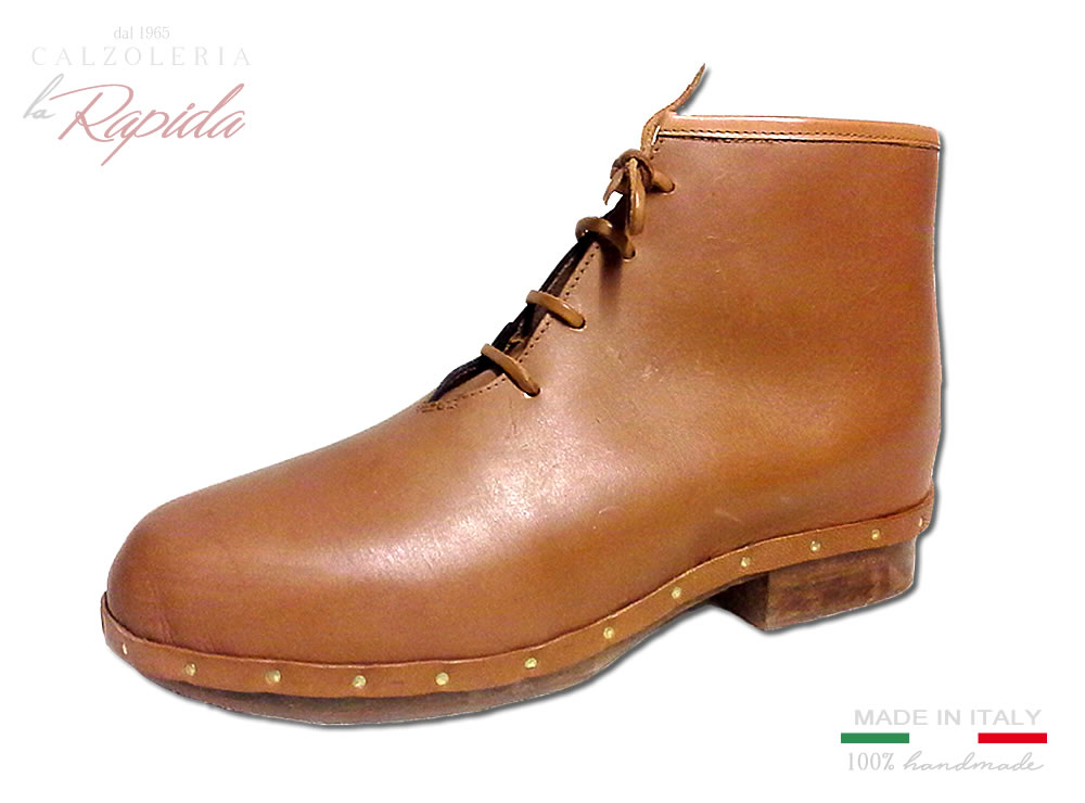 Scarpe uomo in pelle con tacco in legno | La Rapida