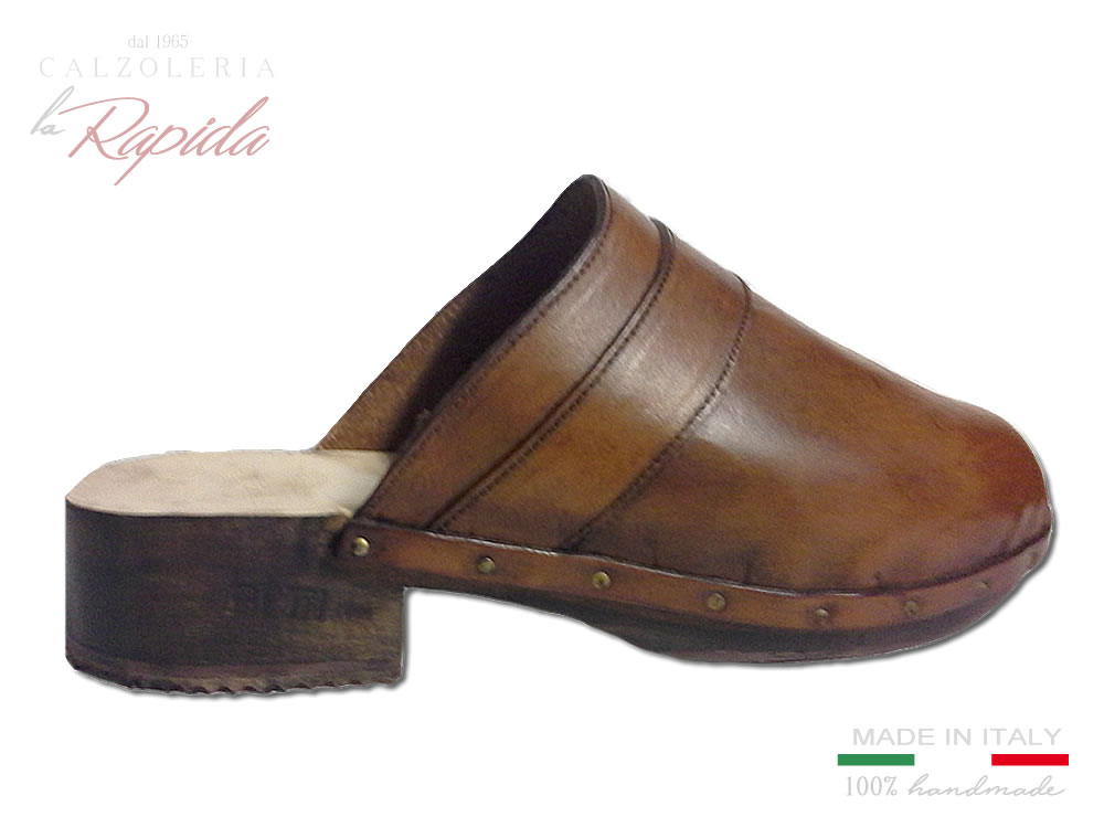 Zoccoli mules olandesi in legno e pelle artigianali  | La Rapida