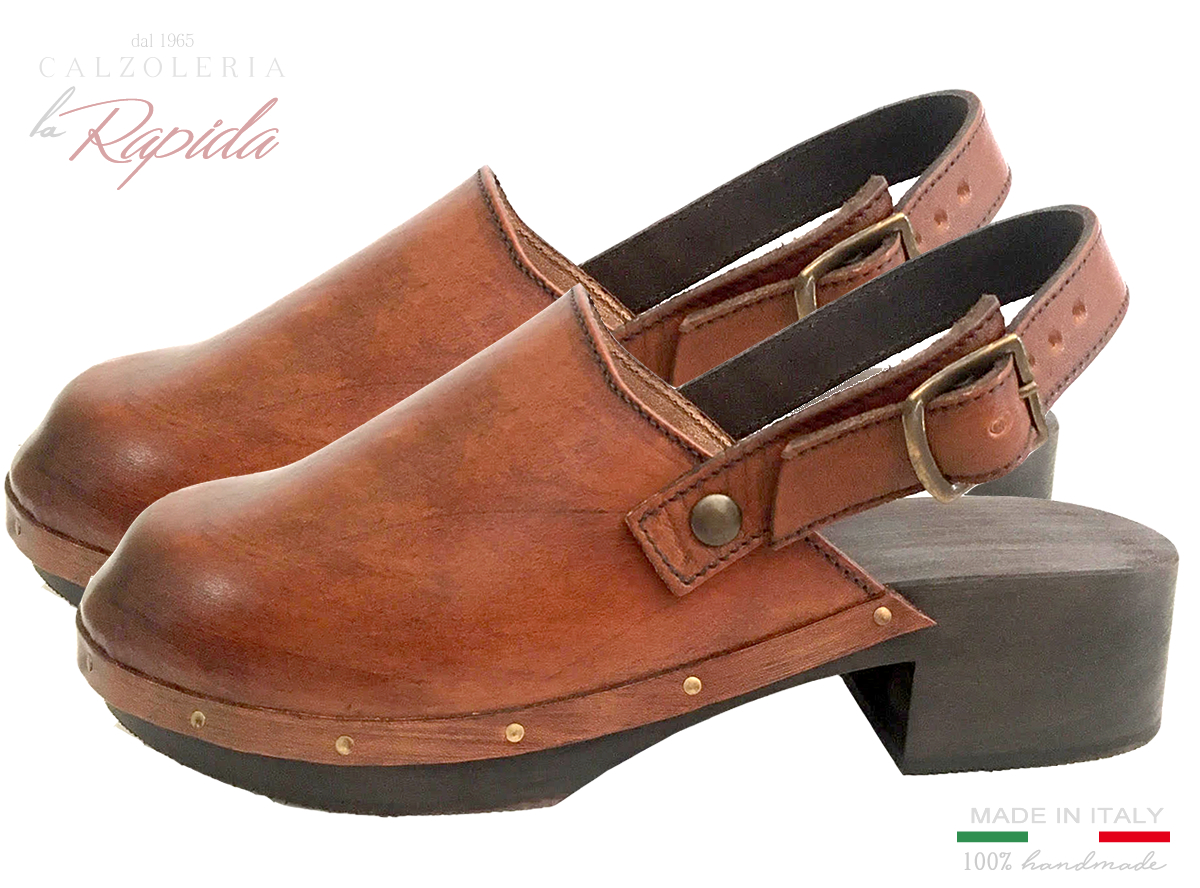 Sandali clogs in pelle vintage Uomo Artigianali
